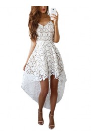 AlvaQ Women's V Neck Sleeveless Lace Hollow High Low Party Dress - Moj look - $27.99  ~ 177,81kn