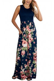 Angashion Women's Dresses-Summer Floral Lace Crochet Sleeveless Floor Length Maxi Dress with Pockets - Moj look - $28.99  ~ 24.90€