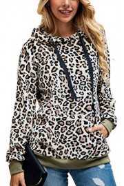 Angashion Women's Hoodies - Fuzzy Faux Fleece Leopard Printed Hooded Pullover Sweatshirt Coat Winter Sherpa Outerwear Pockets - Mój wygląd - $22.99  ~ 19.75€