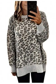 Angashion Women's Sweatshirts - Casual Leopard Print Crewneck Long Sleeve Oversized Pullover Tunic Sweatshirt Tops - Moj look - $20.99  ~ 18.03€