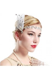 BABEYOND Art Deco 1920s Flapper Headband Headpiece Roaring 20s Feather Hair Clip for 1920s Gatsby Themed Party Wedding - My look - $12.99 