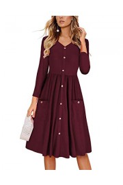 BBX Lephsnt Women's Dresses 3/4 Sleeve Casual Button Down Swing Midi Dress Pockets - Moj look - $26.99  ~ 171,46kn