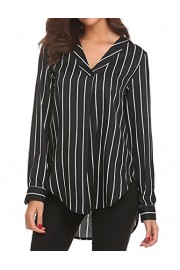 BBX Lephsnt Women's Sexy V-Neck Long Sleeve Striped Shirts Casual Loose Pullover Blouse - My look - $14.99 