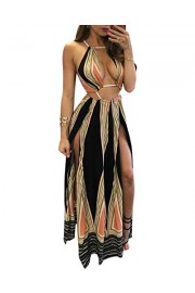 BIUBIU Women's Boho Floral Halter Summer Beach Party Split Cover up Dress S-XL - My look - $28.99 