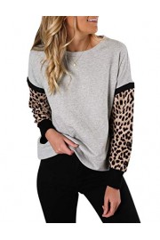BMJL Round Neck Long Sleeve Top Loose Pullovers Leopard Print Sweatshirt - O meu olhar - $22.99  ~ 19.75€
