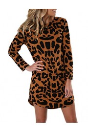 BMJL Women's Long Sleeve Loose Fitting Casual Leopard Print Mini Short Dress - My look - $22.99 