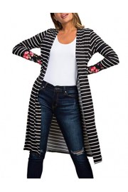 BMJL Women's Open Front Cardigan Lightweight Long Sleeve Top Striped Floral Print Knit Coat - My look - $22.99 
