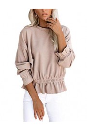 BMJL Women's Round Neck Loose Tops Short Style Long Sleeve Pullovers Ruched Ruffle Sweatshirt - O meu olhar - $23.99  ~ 20.60€