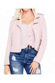 Baby Pink Faux Leather Moto Jacket - My look - 