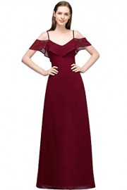 Babyonline Chiffon Spaghetti Long Evening Dress Bridesmaid Prom Gowns - My look - $25.99 