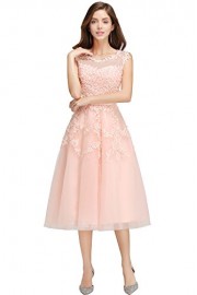 Babyonline Women Short Prom Homecoming Dress 2019 Tea Length Lace Gown - Myファッションスナップ - $48.99  ~ ¥5,514