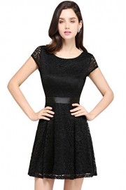 Babyonline Women Vintage Lace Midi Dress Knee Length Party Gown - My look - $18.99 