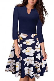 Babyonline Women's Elegant Floral Short Sleeve Swing Party Cocktail Dress - My look - $28.99 