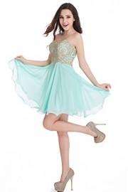 Babyonlinedress Sweetheart lace applique chiffon short Homecoming dress - Myファッションスナップ - $32.99  ~ ¥3,713