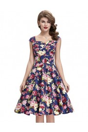 Belle Poque 50s Style Vintage Dresses Sweetheart Neck BP105 (Multi-Colored) - Myファッションスナップ - $27.99  ~ ¥3,150