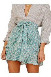 BerryGo Women's Boho Floral Ruffle Skirt High Waist Aline Skirt - Mi look - $14.99  ~ 12.87€