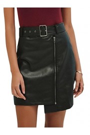 BerryGo Women's Casual High Waist Faux Leather Zipper A Line Mini Skirt - Mój wygląd - $17.99  ~ 15.45€