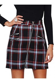 BerryGo Women's High Waist Plaid Mini Skirt Tweed A Line Bodycon Short Skirt - My look - $15.99 