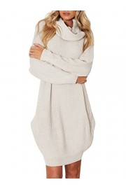 BerryGo Women's Loose Turtleneck Knit Long Pullover Sweater Dress - Mi look - $31.99  ~ 27.48€