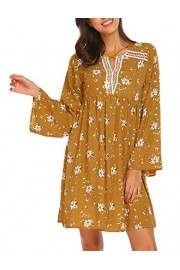Beyove Women's Bohemian Vintage Printed Ethnic Style Summer Loose Tunic Dress with Lace Stitching - Mój wygląd - $34.99  ~ 30.05€