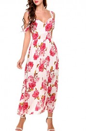 Beyove Women's Boho Spaghetti Straps Floral Print Flowy Casual Party Maxi Dress - Moj look - $14.99  ~ 12.87€