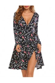 Beyove Women's Sexy V-Neck Floral Print Split Midi Party Faux Wrap Dress with Belt - My look - $7.99 