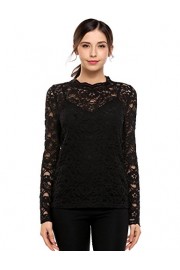 Bifast Women's Floral Lace Mock Neck Inset Sweetheart Blouse - My look - $32.99 