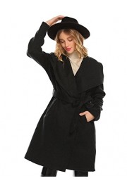 Bifast Women‘s Warm Wide Lapel 2 Button Solid Casual Long Sleeve Coat with Belt - My look - $38.99 