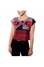 Black Red Geometric Graphic Cropped Tee - My photos - $46.00  ~ £34.96