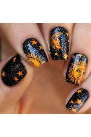 Black and Orange Sun Nails - My look - 