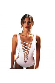 Blooming Jelly Solid Color Bikini Swimsuit For Women One Piece Maillot Lace Up Swimsuit - My look - $17.99 