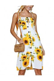 Blooming Jelly Womens Summer Bohemian Sleeveless Strap Dress Sunflower Print Button Down Midi Sundress - My look - $29.99 