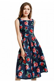 Blooming Jelly Women's Vintage 1950's Scoop Neck Sleeveless Floral Party Swing Cocktail Dress - My look - $14.99 