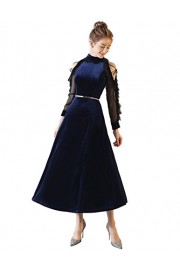 Bridesmay Long Prom Dress Velvet Chic Off Shoulder Cocktail Party Dress With Long Sleeves - My look - $219.99 