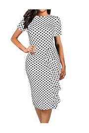 CISMARK Women's Vintage Short Sleeve Polka Dot Falbala Fold Slim Fit Pencil Dress - Mój wygląd - $18.99  ~ 16.31€