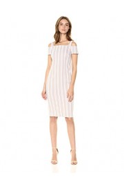 Calvin Klein Women's Cold Shoulder Striped Sheath with Square Neckline Dress - My时装实拍 - $78.84  ~ ¥528.25