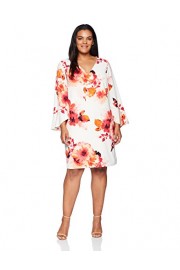 Calvin Klein Women's Plus Size V Neck Sheath with Flutter Bell Sleeve Dress - Myファッションスナップ - $134.00  ~ ¥15,081
