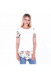 Casual Tunic Tops, Idingding Women's Splicing Floral High Low Hem Side Slit Blouse Tee Shirts (US,S,M,L,XL) - My look - $28.99 