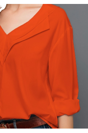 Casual V Neck Roll Sleeve blouse - Mein aussehen - $26.99  ~ 23.18€