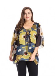 Chicwe Women's Plus Size Floral Printed Top Blouse with Metal Trim and Bell Sleeves - Moj look - $44.00  ~ 37.79€