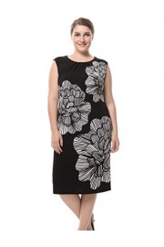 Chicwe Women's Plus Size Lined Floral Printed Sleeveless Dress - Knee Length Work and Casual Dress - Myファッションスナップ - $61.00  ~ ¥6,865