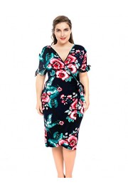 Chicwe Women's Plus Size Stretch Floral Printed Wrap Dress - Casual and Work Dress - Il mio sguardo - $68.00  ~ 58.40€