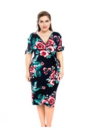 Chicwe Women's Plus Size Stretch Floral Printed Wrap Dress - Casual and Work Dress - Mi look - $68.00  ~ 58.40€