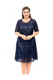 Chicwe Women's Plus Size Stretch Lined Floral Flare Lace Dress - Knee Length Casual Party Cocktail Dress - Моя внешность - $61.00  ~ 52.39€