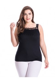 Chicwe Women's Plus Size Stretch Modal Camisole Top with Lace Square Neck - Moj look - $28.00  ~ 24.05€