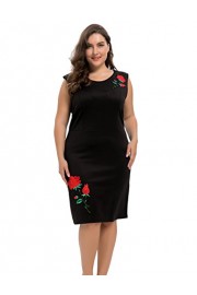 Chicwe Women's Plus Size Stretch Scuba Sheath Dress with Rose Embroidery - Knee Length Casual Party and Work Dress - Moj look - $54.00  ~ 46.38€