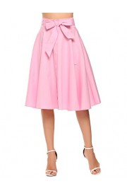 Chigant A Line Vintage Skirt Pleated High Waist Midi Skirts with Pocket and Button for Women - Moj look - $24.99  ~ 158,75kn