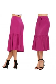 Chigant High Waist Milk Silk Solid Color Casual Breathable Drawstring Midi Skirts for Women - Moj look - $49.99  ~ 42.94€