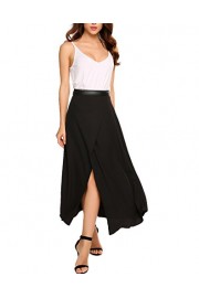 Chigant Womens Black Open Fork Lightweight Floor Length High Maxi Skirt With Stretch - Моя внешность - $35.99  ~ 30.91€