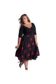 Clearance Women Mixi Dress WILLTOO ✿ Sexy V-Neck Floral Party Boho Beach Dress Plus Size - My look - $12.99 